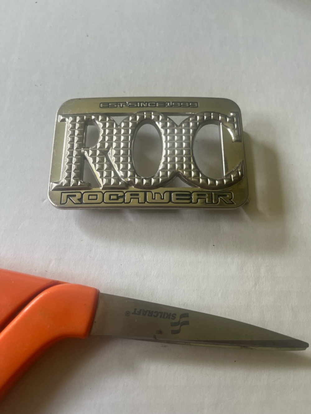 Rocawear Silver Tone ROC Logo Belt Buckle
